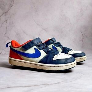 Nike Little Kids Sneaker Size 1Y Court Borough Recraft Low Top Blue Orange 2024
